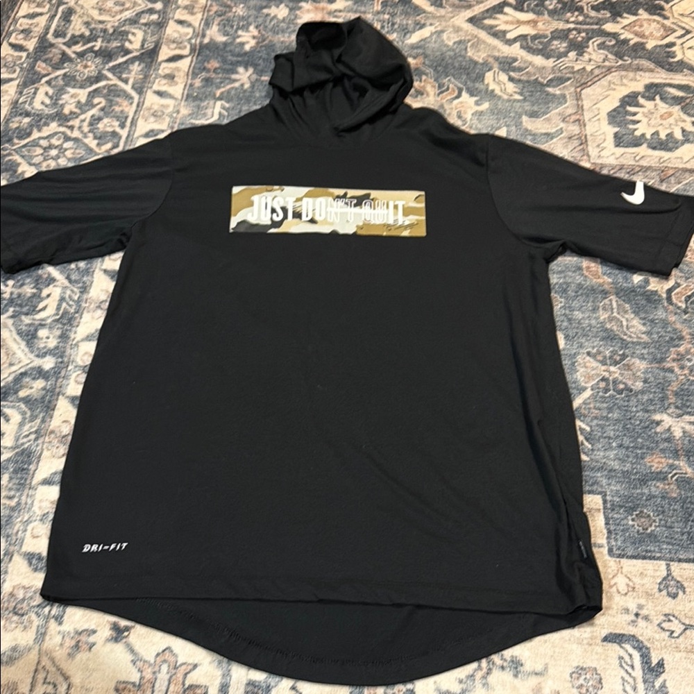 Nike Men’s Black Hoodie Tee with Camo 'Just Do It' Box